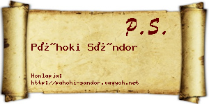 Páhoki Sándor névjegykártya
