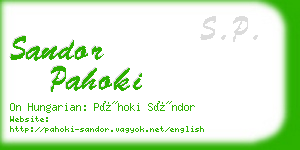 sandor pahoki business card